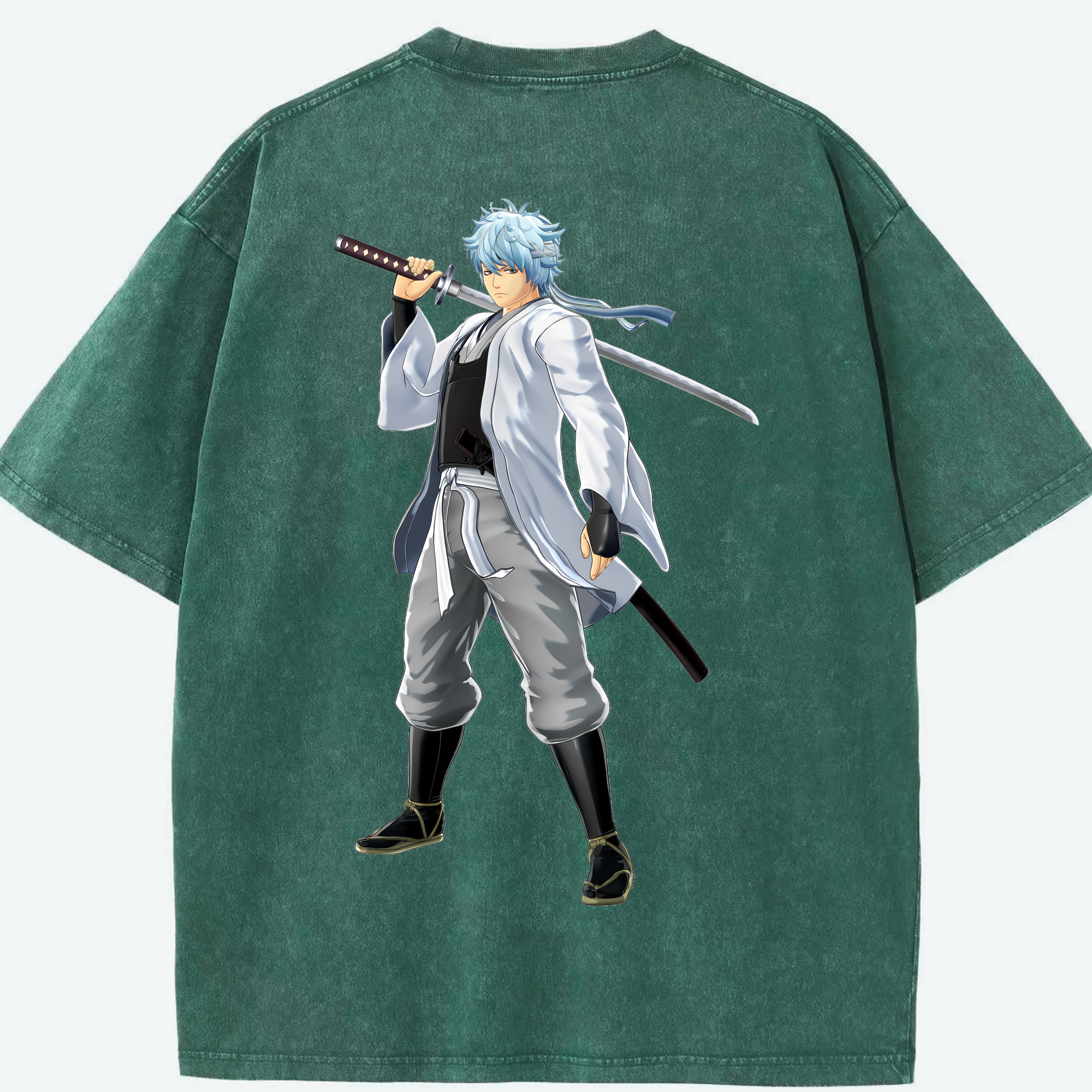 （画像用） ぎんたま 坂田銀時（さかたぎんとき） 神楽 志村新八（しむら しんぱち） GINTAMA Sakata Gintoki Kagura Shimura Shinpachi 綿100% ヴィンテージ風 半袖Tシャツ（背面プリント）